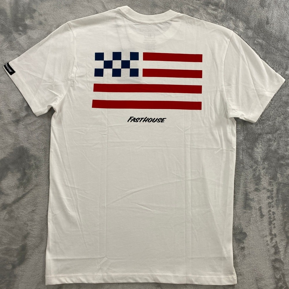 Fasthouse Liberty SS Tee Mens Size M White New Liberty Flag Motocross Racing